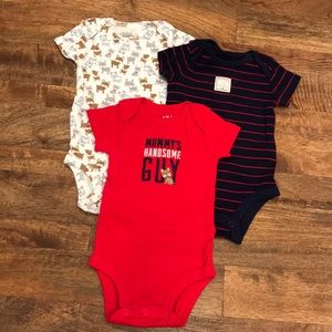 3-Pk Child of Mine Baby Boy 0-3M Onesie Set